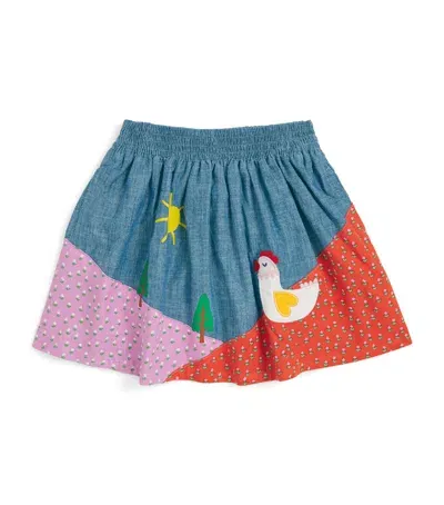 Stella Mccartney Kids' Denim Appliqué Farm Skirt In Blue