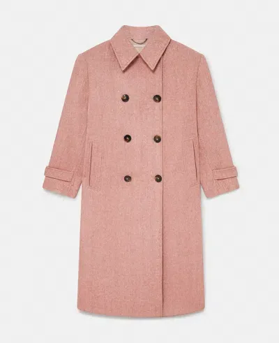 Stella Mccartney Double Breasted Long Coat In Dusty Pink