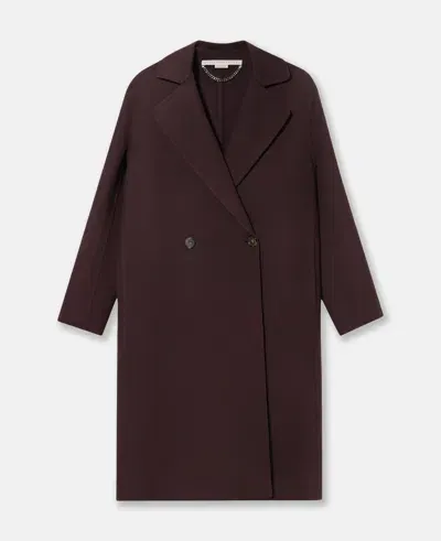 Stella Mccartney Double Breasted Longline Coat In Chocolate Brown