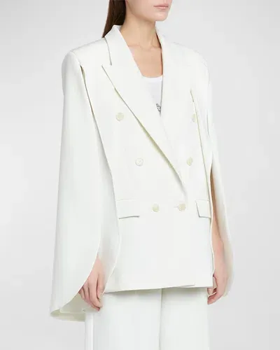 Stella Mccartney Double Breasted Stretch Wool Cape Blazer In Cream