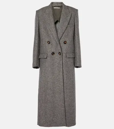 Stella Mccartney Double-breasted Wool And Silk-blend Coat In Grey