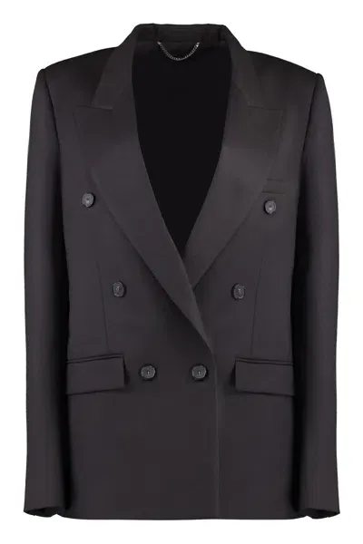 Stella Mccartney Double-breasted Wool Blazer In Brown