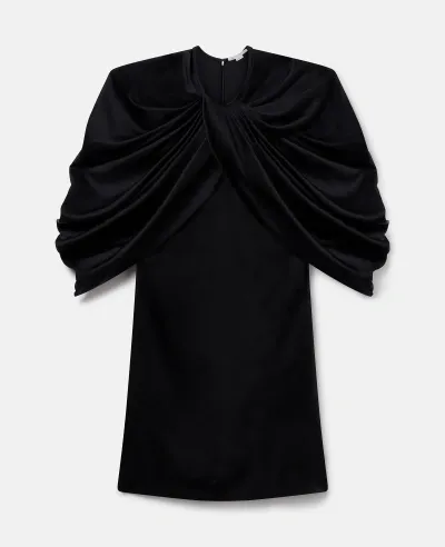 Stella Mccartney Draped Satin Mini Dress In Black