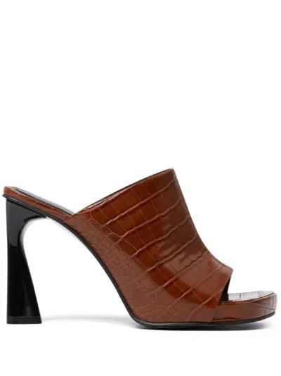 Stella Mccartney Elsa Cocco Alt Reptile Mules In Brown