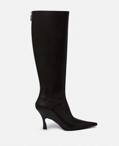 Stella Mccartney Elsa Knee-high Heeled Boots In Coffee Brown