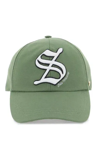 Stella Mccartney Embroidered Baseball Cap In Verde