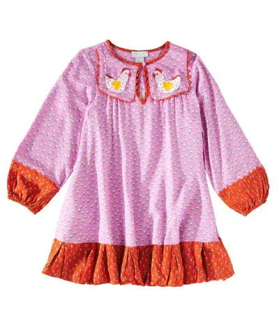 Stella Mccartney Kids' Embroidered Twill Dress In Pink