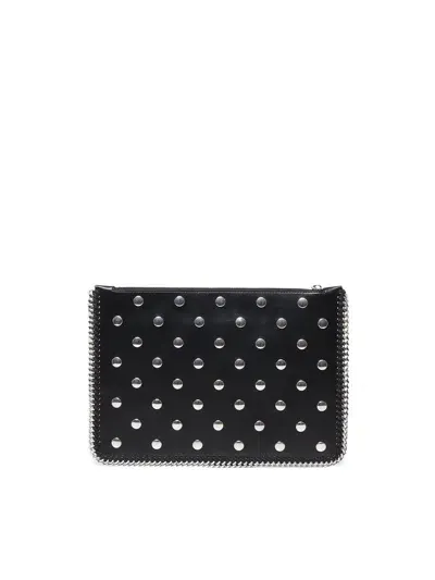 Stella Mccartney Falabella Studded Zippered Pouch Bag In Black