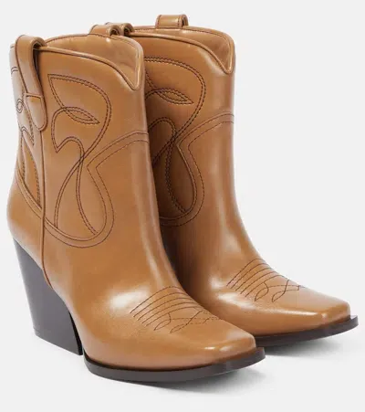 Stella Mccartney Faux Leather Cowboy Boots In Toffee