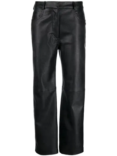 Stella Mccartney Faux-leather Straight-leg Trousers In Black