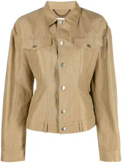 Stella Mccartney Fitted-waist Button-up Jacket In Olive Green