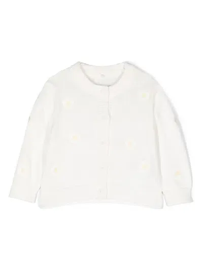 Stella Mccartney Babies' Floral-embroidered Button-front Cardigan In White