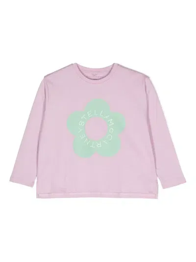 Stella Mccartney Kids' Floral-print Cotton Shirt In Pink