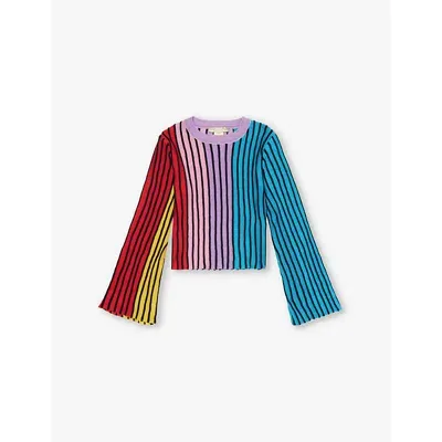 Stella Mccartney Girls Colourful Kids Rainbow Metallic-weave Cotton-blend Knitted Top 4-12 Years 4