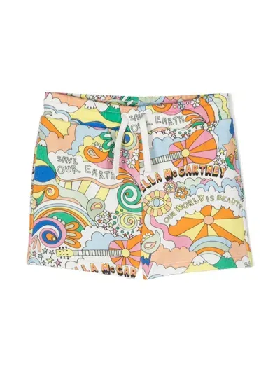 Stella Mccartney Kids' Graphic-print Cotton Shorts In Multicolor