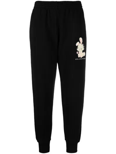 Stella Mccartney Graphic-print Tapered Track Pants In Black