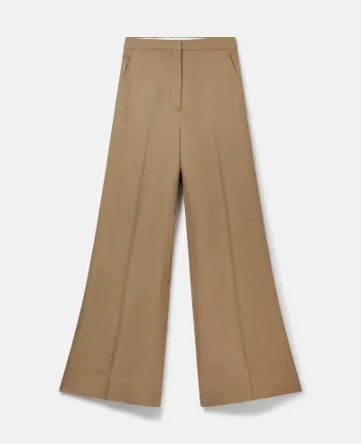 Stella Mccartney High-rise Wide-leg Trousers In Olive Beige