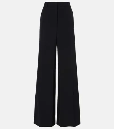 Stella Mccartney Womens Black Wide-leg High-rise Wool Tuxedo Trousers