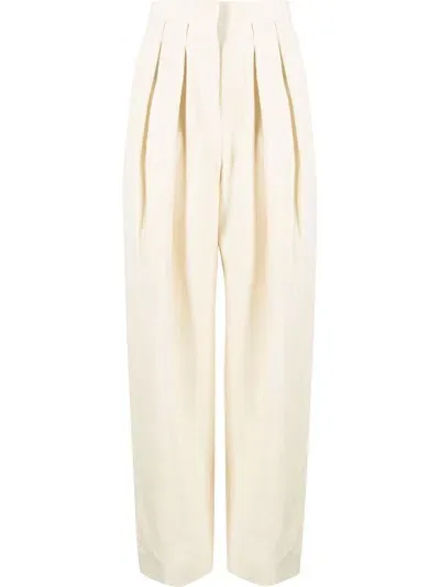 Stella Mccartney High-waisted Pleated Trousers In Beige