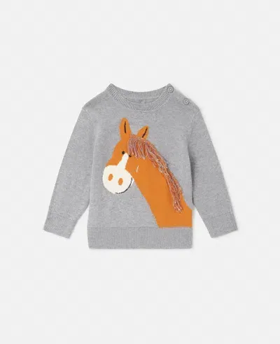 Stella Mccartney Horse Graphic Fringed Sweatshirt In Gray