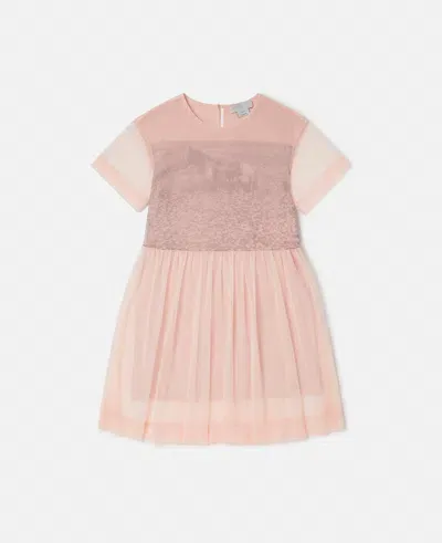 Stella Mccartney Kids' Horse Graphic Short-sleeve Dress In Peach Pink