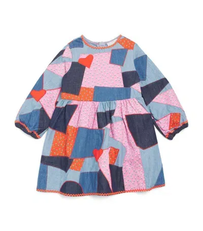 Stella Mccartney Kids' Patchwork Cotton Dress In Multicoloured