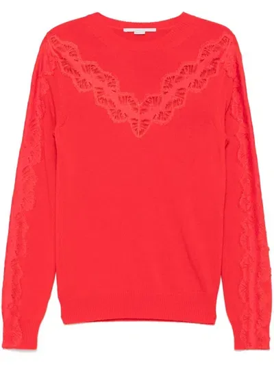 Stella Mccartney Lace-detailed Sweater In Red