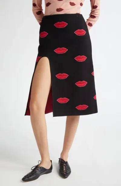 Stella Mccartney Lips Jacquard Knit Skirt In Multi