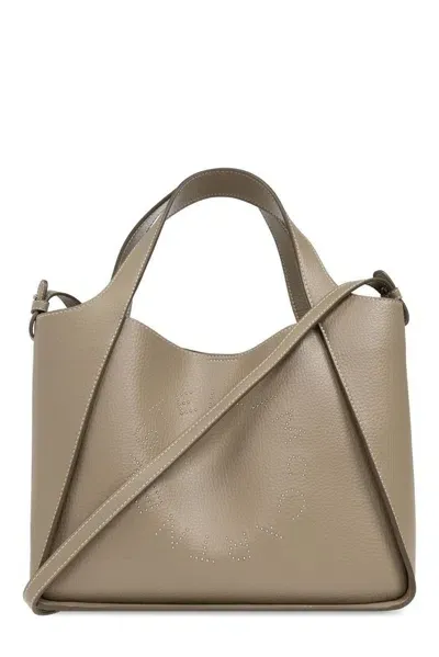 Stella Mccartney Logo Detailed Top Handle Bag In Beige