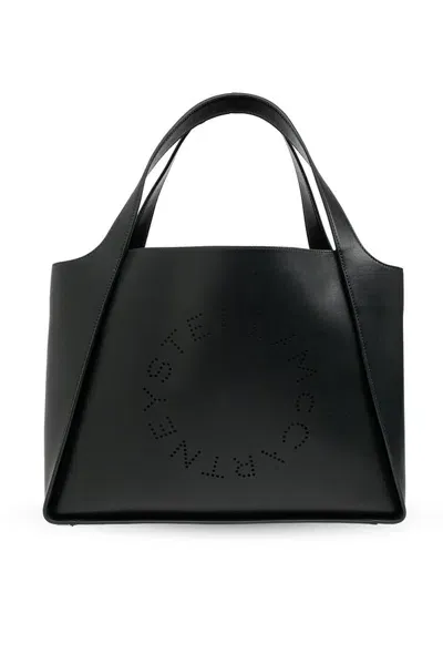 Stella Mccartney Logo Detailed Tote Bag In Denim Blue