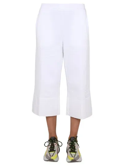 Stella Mccartney Logo Embroidered Cropped Trousers In White