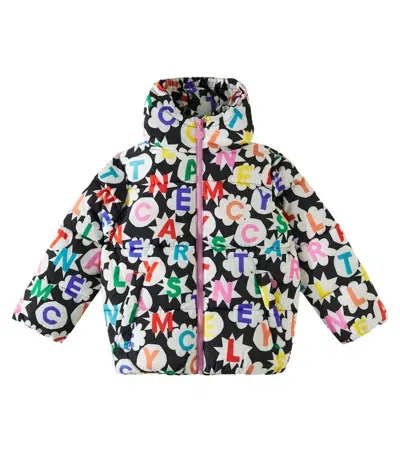 Stella Mccartney Kids' Logo Printed Puffer Jacket In Schwarz