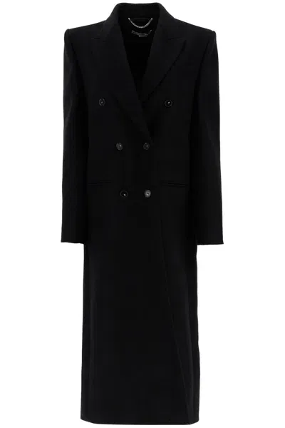 Stella Mccartney Long Double-breasted Coat In Black