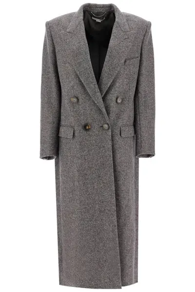 Stella Mccartney Maxi Cappotto In Tweed In Gray