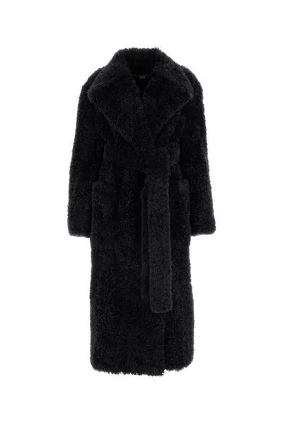 Stella Mccartney Midnight Blue Teddy Fabric Coat In Navy