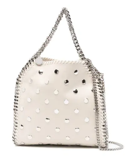 Stella Mccartney Mini Falabella All Over Studded Tote Bag In Pure White