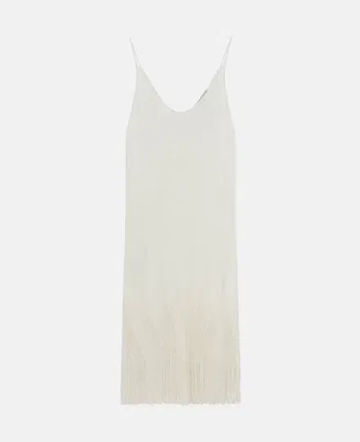 Stella Mccartney Open-knit Fringe Midi Dress In Cream