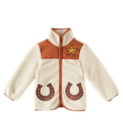 Stella Mccartney Kids' Patch-appliqué Teddy Jacket In Beige