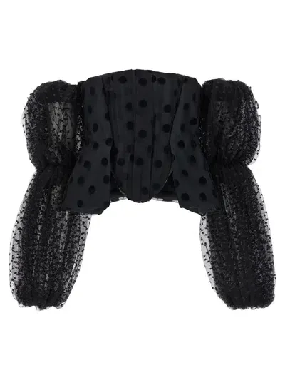 Stella Mccartney Polka Dot Mesh Top In Black