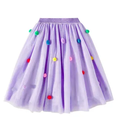 Stella Mccartney Kids' Pom Pom Tulle Skirt In Purple