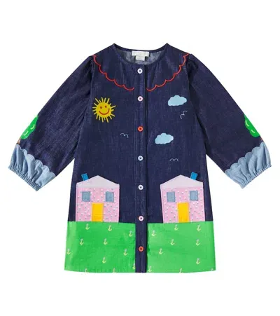 Stella Mccartney Kids' Printed Denim Dress In Blue