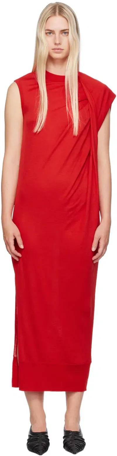 Stella Mccartney Red Draped Maxi Dress In 6527 Lipstick Red