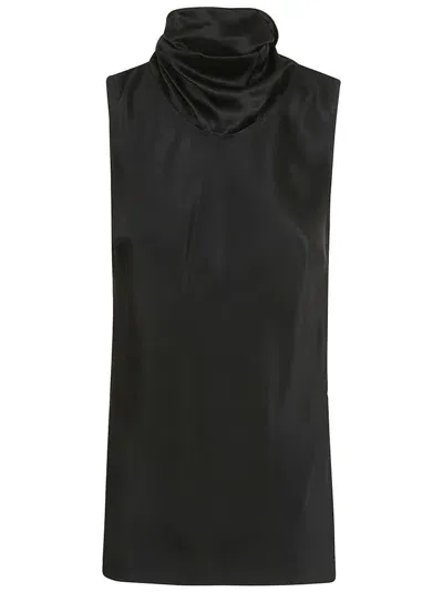 Stella Mccartney Scarf Detailed Straight Hem Top In Black