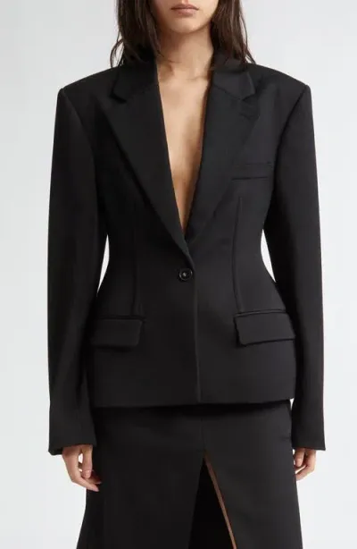 Stella Mccartney Sculpted Wool Twill Blazer In Black