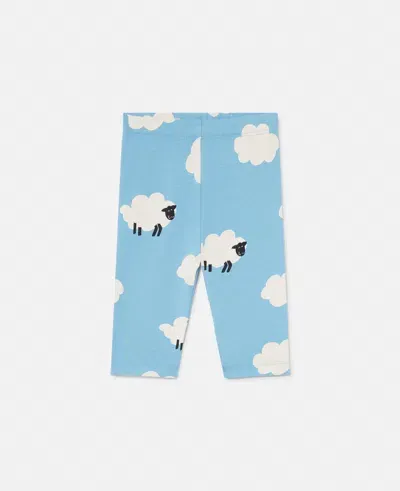 Stella Mccartney Sheep Pattern Leggings In Blue And White