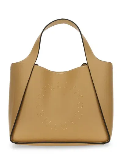 Stella Mccartney Shoulder Bag With Logo In Beige