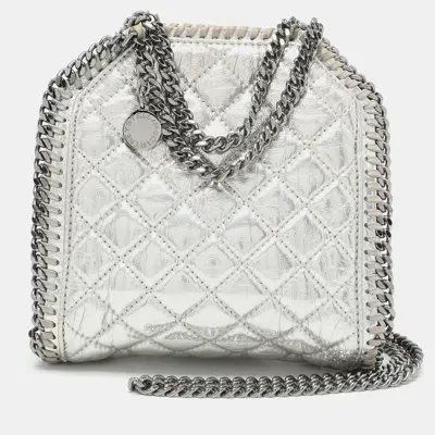 Pre-owned Stella Mccartney Silver Faux Leather Falabella Crossbody Bag