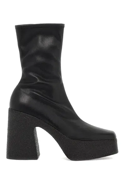 Stella Mccartney Faux Leather Platform Ankle Boots In Black