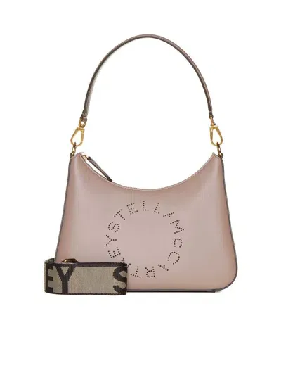 Stella Mccartney Small Shoulder Bag With Logo In Beige