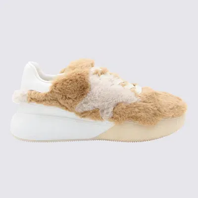 Stella Mccartney Beige And White Canvas Loop Sneakers